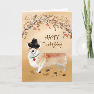 Corgi Funny Pilgrim Hat Thanksgiving Card