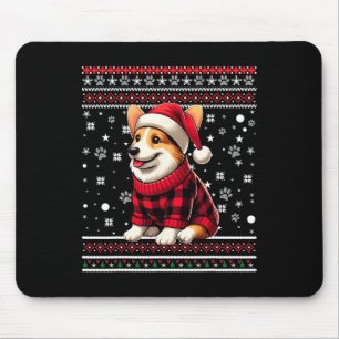 Corgi Funny Ugly Buffalo Plaid Santa Hat Christmas Mouse Pad