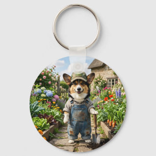 Corgi Gardener Key Ring