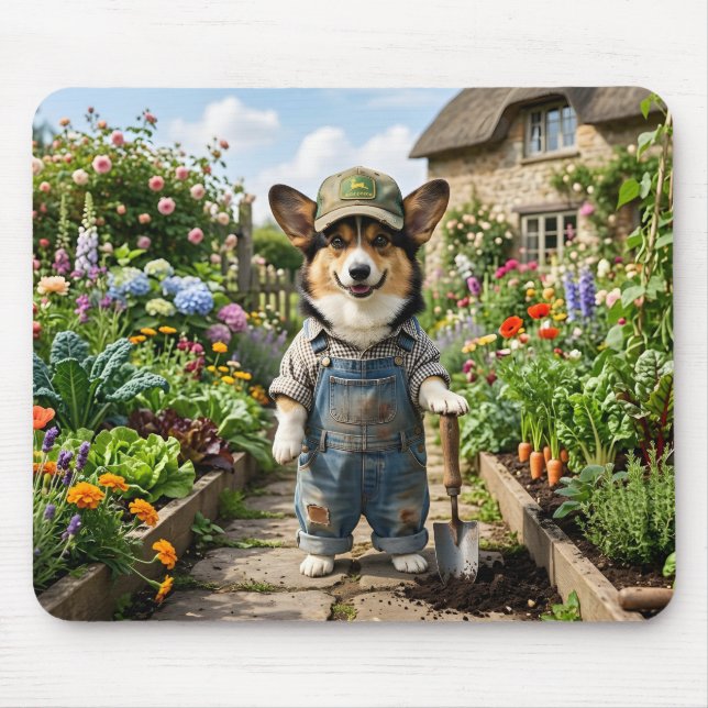 Corgi Gardener Mouse Pad (Front)