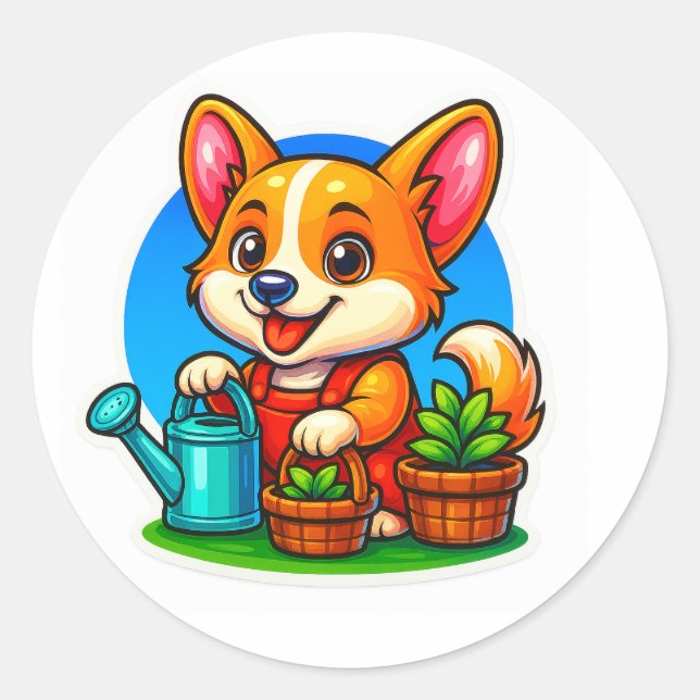 Corgi Gardening Sticker (Front)