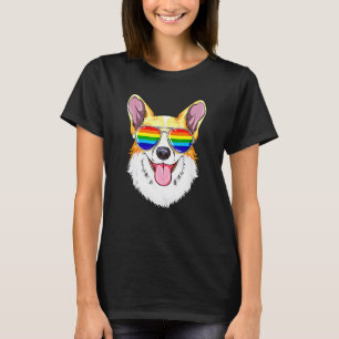 Corgi Gay Pride Flag Lgbt Rainbow Sunglasses Corgi T-Shirt