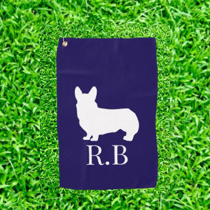 Corgi Gift Ideas Blue Navy  Golf Towel