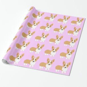 Corgi Girl Dog with Pink Bows Wrapping Paper
