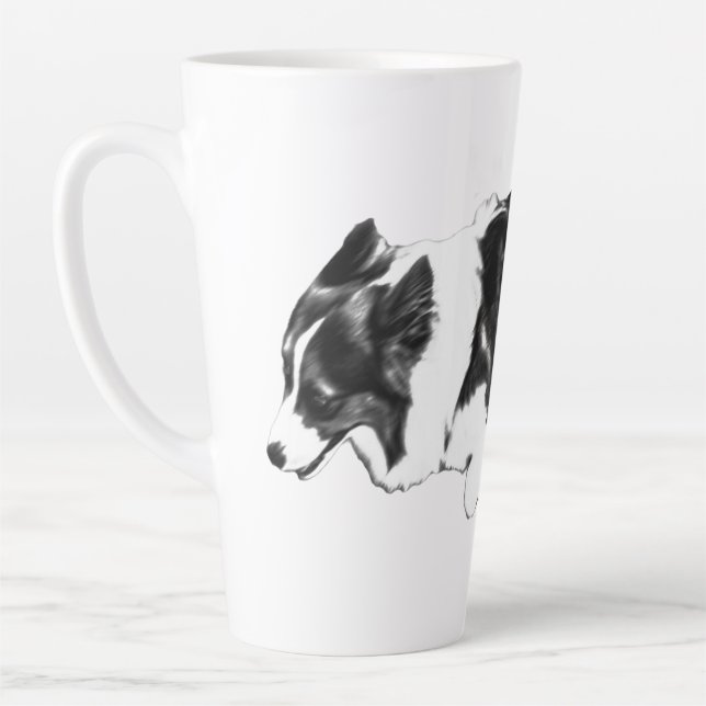 Corgi glide through frosty light latte mug (Left)