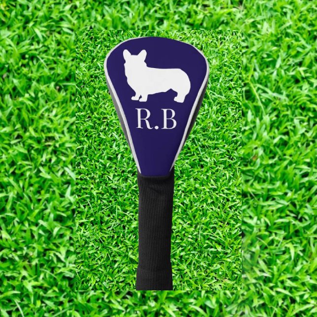 Corgi Golf Blue Navy  Head Cover (Elevate your golf game with our English Bulldog Monogram Golf Head Cover! )