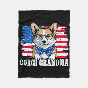 Corgi Grandma Usa Patriotic Dog Lover 4th Of July Fleece Blanket