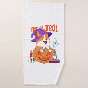 Corgi Halloween Bath Towel