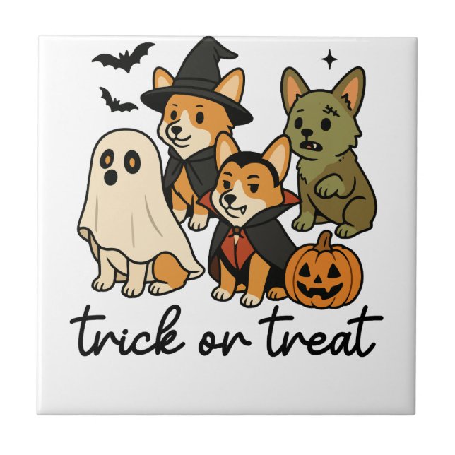 corgi halloween costume  ceramic tile (Front)