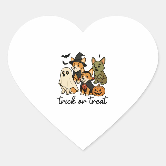 corgi halloween costume  heart sticker (Front)