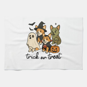 corgi halloween costume  tea towel
