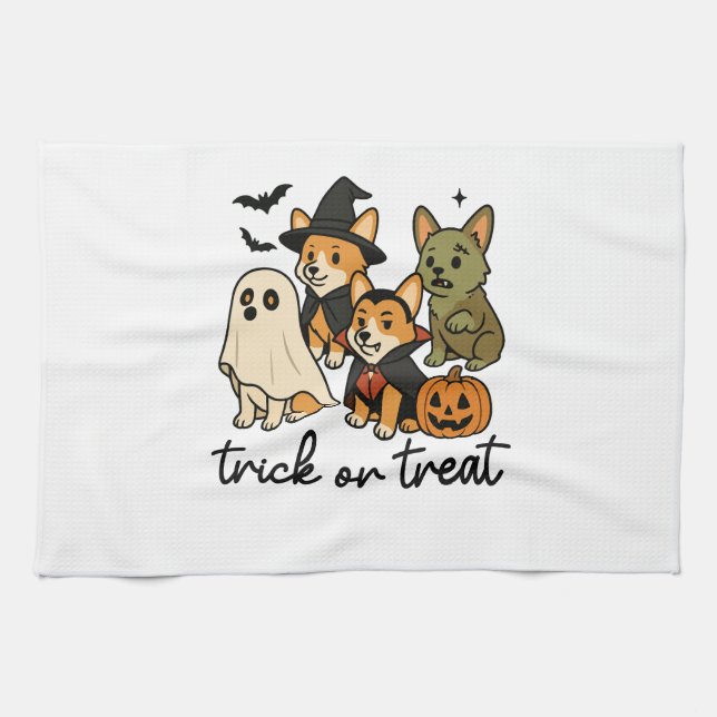corgi halloween costume  tea towel (Horizontal)