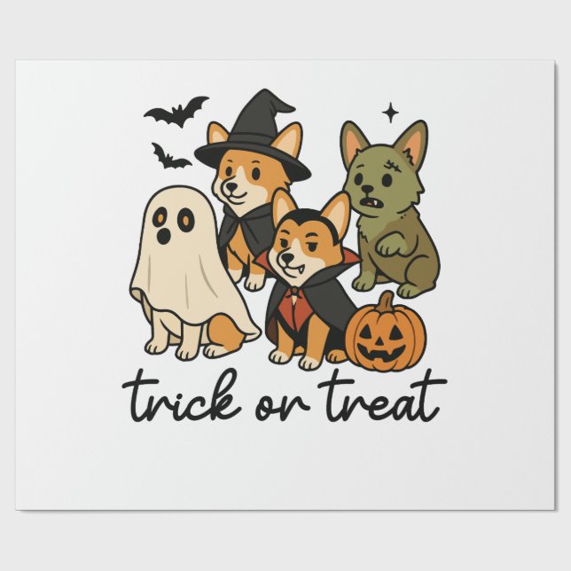 corgi halloween costume  wrapping paper (Flat)