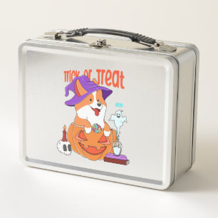 Corgi Halloween Metal Lunch Box