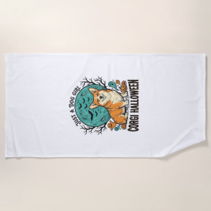 Corgi Halloween Shirt for Dog Loving Girls_1 Beach Towel