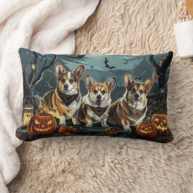 Corgi Halloween Spooky Lumbar Cushion (Blanket)