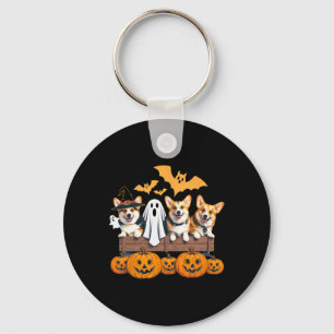 Corgi Halloween Trio Funny Spooky Dog Lover Outfit Key Ring