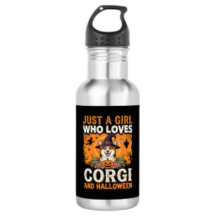 Corgi Halloween Witch Girl Vintage Horror 532 Ml Water Bottle