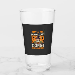 Corgi Halloween Witch Girl Vintage Horror Glass