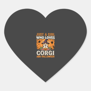 Corgi Halloween Witch Girl Vintage Horror Heart Sticker