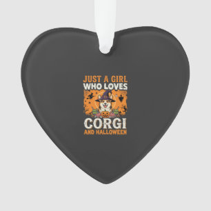 Corgi Halloween Witch Girl Vintage Horror Ornament