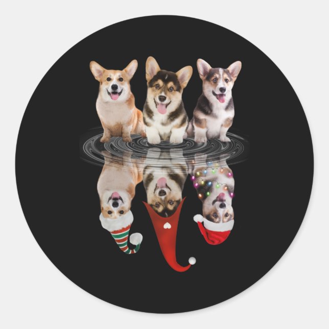 corgi happy christmas funny disguise dog classic round sticker (Front)