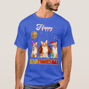 Corgi Happy Hallothanksmas Halloween Thanksgiving T-Shirt