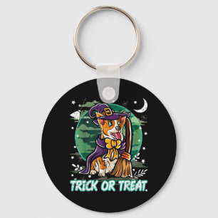 Corgi Happy Halloween Costume Witch Key Ring