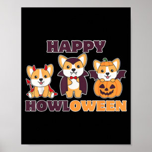 Corgi Happy Howloween Pumpkin Vampire Dogs Poster