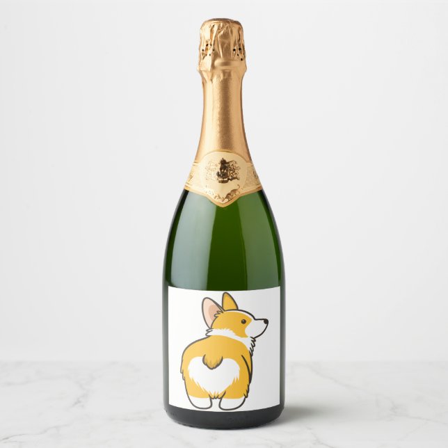 Corgi Heart Butt  Sparkling Wine Label (Front)