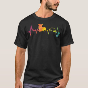 Corgi Heartbeat Watercolor Vintage Dog Lover T-Shirt