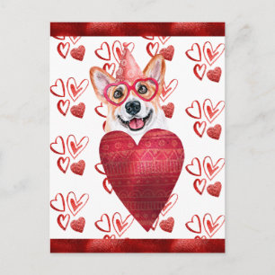 Corgi Hearts Dog Lover Valentine Gift Holiday Postcard