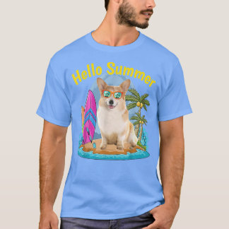 Corgi Hello Summer Dog Lover Vacation 2022  T-Shirt