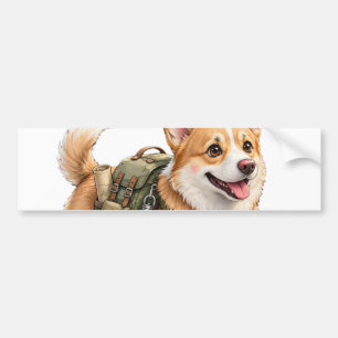 Corgi Hiking Adventure Watercolor Bumper Sticker