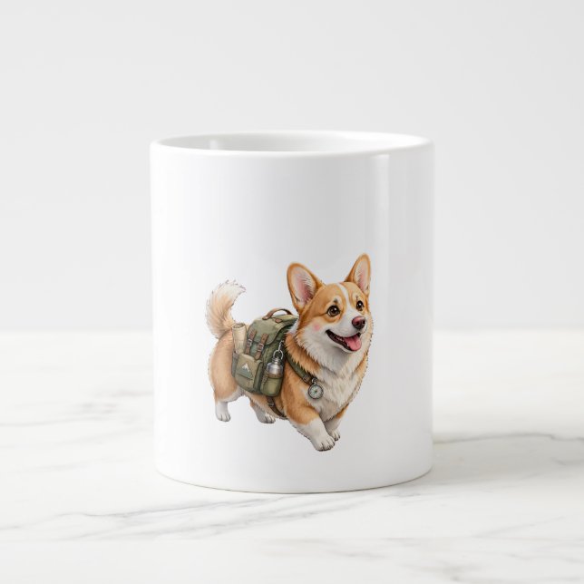 Corgi Hiking Adventure Watercolor Mug (Front)