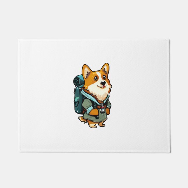 Corgi Hiking and Camping  Doormat (Front)