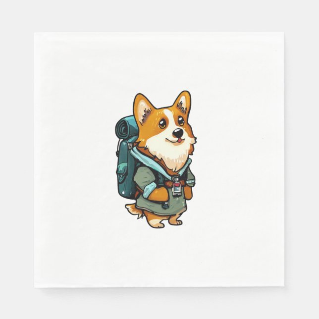 Corgi Hiking and Camping  Napkin (Front)