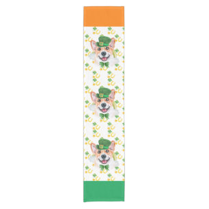 Corgi Holiday Home Decor St Patricks Day Short Table Runner