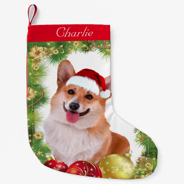 Corgi Holiday Small Christmas Stocking (Front)