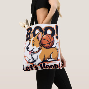 Corgi Howls: Boo! Let's Hoop! Tote Bag