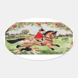 Corgi Huntsman Rides to Hounds Sticker