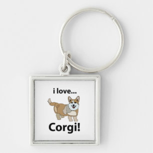 Corgi I Love Corgi Key Ring