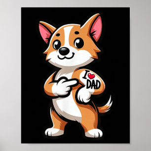 Corgi I Love Dad Funny Dog Tattoo _1  Poster