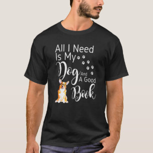 Corgi I Love My Dog Design Books Reading T-Shirt