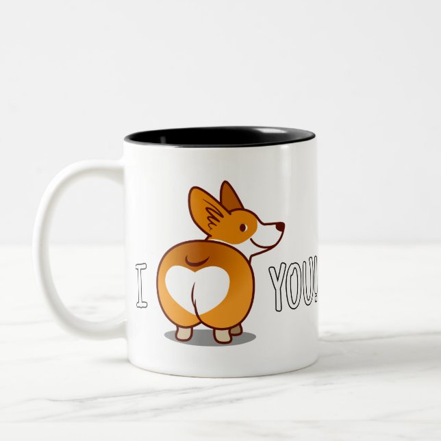Corgi - I love you Two-Tone Coffee Mug (Left)