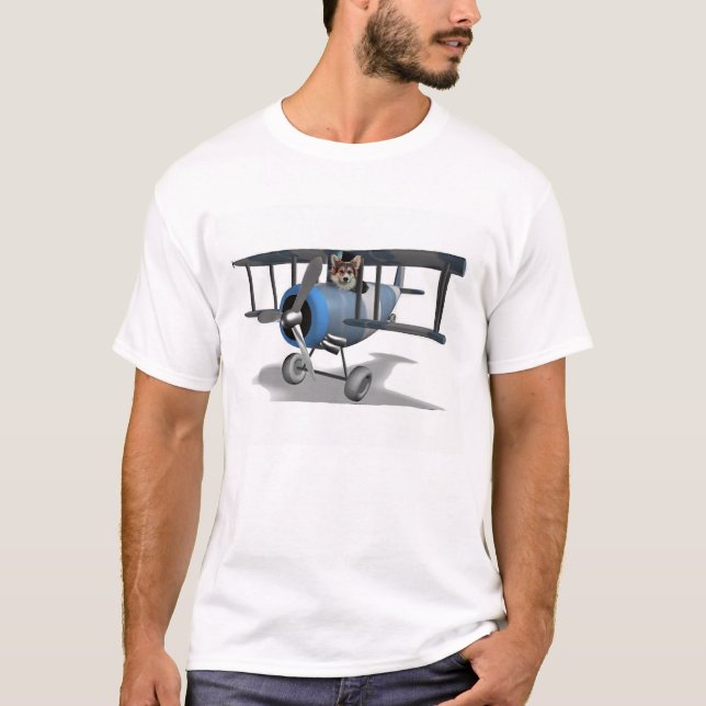 Corgi in an Aeroplane T-Shirt (Front)