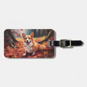 Corgi in Autumn Leaves Fall Inspire Luggage Tag