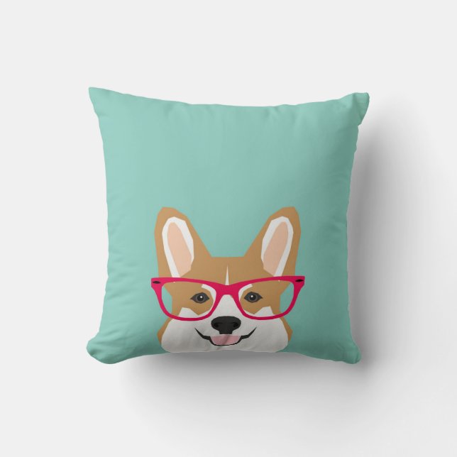 Corgi in Glasses - Cute dog corgi pillow (Front)