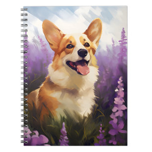 Corgi in Lavender field Notebook