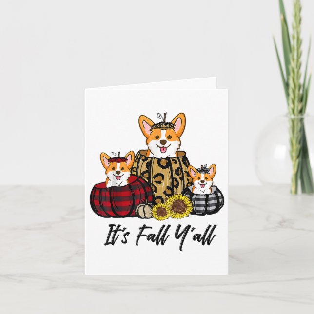 Corgi In Leopard Pumpkin Autumn Thanksgiving  Card (Front)